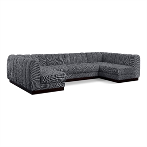 Pemberly Row 6-Piece Contemporary Fabric U-Shaped Modular Sectional in Dark Gray