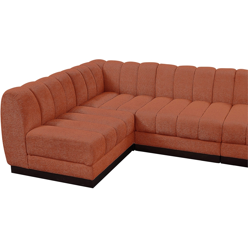Pemberly Row 6-Piece Contemporary Fabric L-Shaped Modular Sectional in Orange