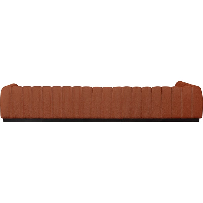 Pemberly Row 6-Piece Contemporary Fabric L-Shaped Modular Sectional in Orange