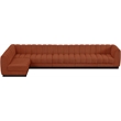 Pemberly Row 6-Piece Contemporary Fabric L-Shaped Modular Sectional in Orange