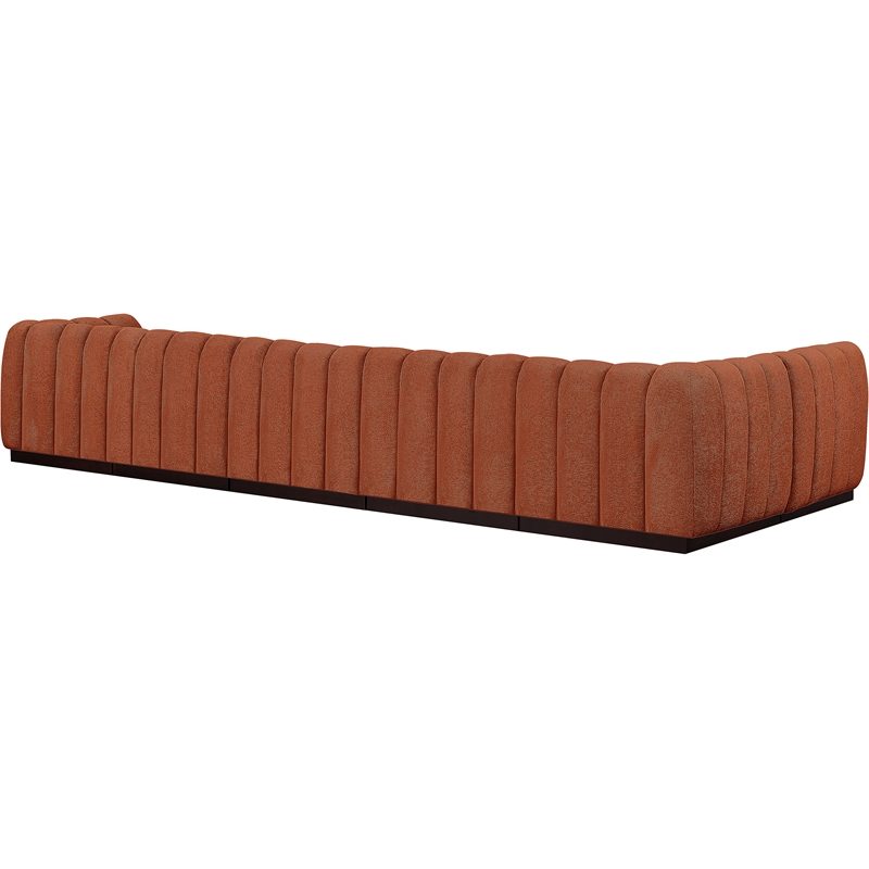 Pemberly Row 6-Piece Contemporary Fabric L-Shaped Modular Sectional in Orange