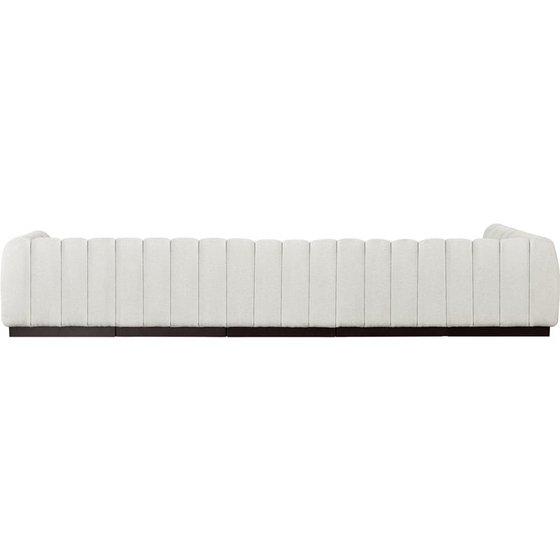 Pemberly Row 6-Piece Contemporary Fabric L-Shaped Modular Sectional in Cream