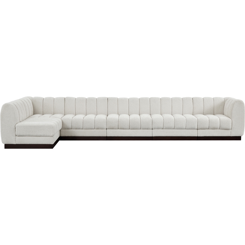 Pemberly Row 6-Piece Contemporary Fabric L-Shaped Modular Sectional in Cream