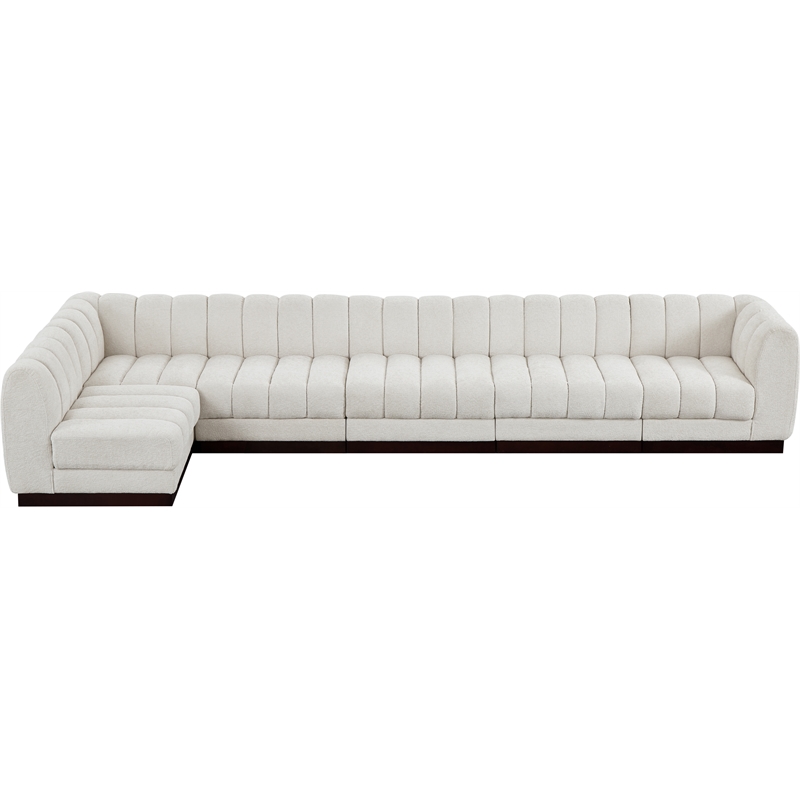 Pemberly Row 6-Piece Contemporary Fabric L-Shaped Modular Sectional in Cream