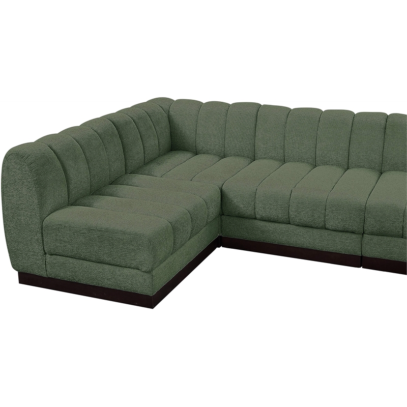 Pemberly Row 6-Piece Contemporary Fabric L-Shaped Modular Sectional in Green