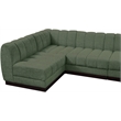 Pemberly Row 6-Piece Contemporary Fabric L-Shaped Modular Sectional in Green