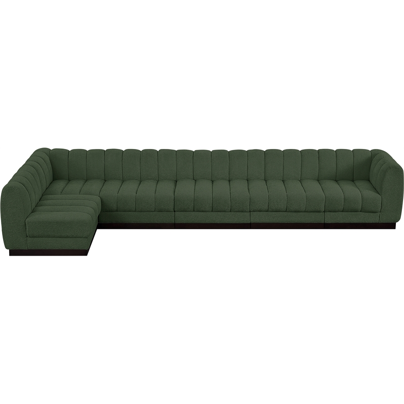 Pemberly Row 6-Piece Contemporary Fabric L-Shaped Modular Sectional in Green