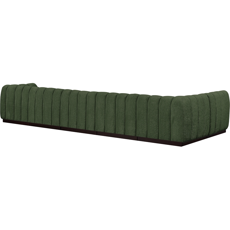 Pemberly Row 6-Piece Contemporary Fabric L-Shaped Modular Sectional in Green