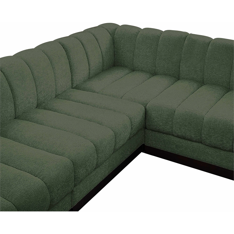 Pemberly Row 6-Piece Contemporary Fabric L-Shaped Modular Sectional in Green