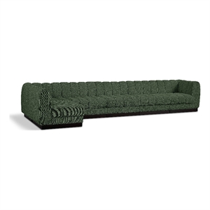 Pemberly Row 6-Piece Contemporary Fabric L-Shaped Modular Sectional in Green