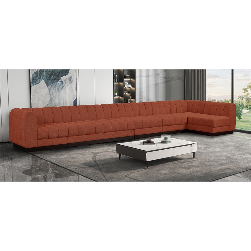 Pemberly Row 7-Piece L-Shaped Contemporary Fabric Modular Sectional in Orange
