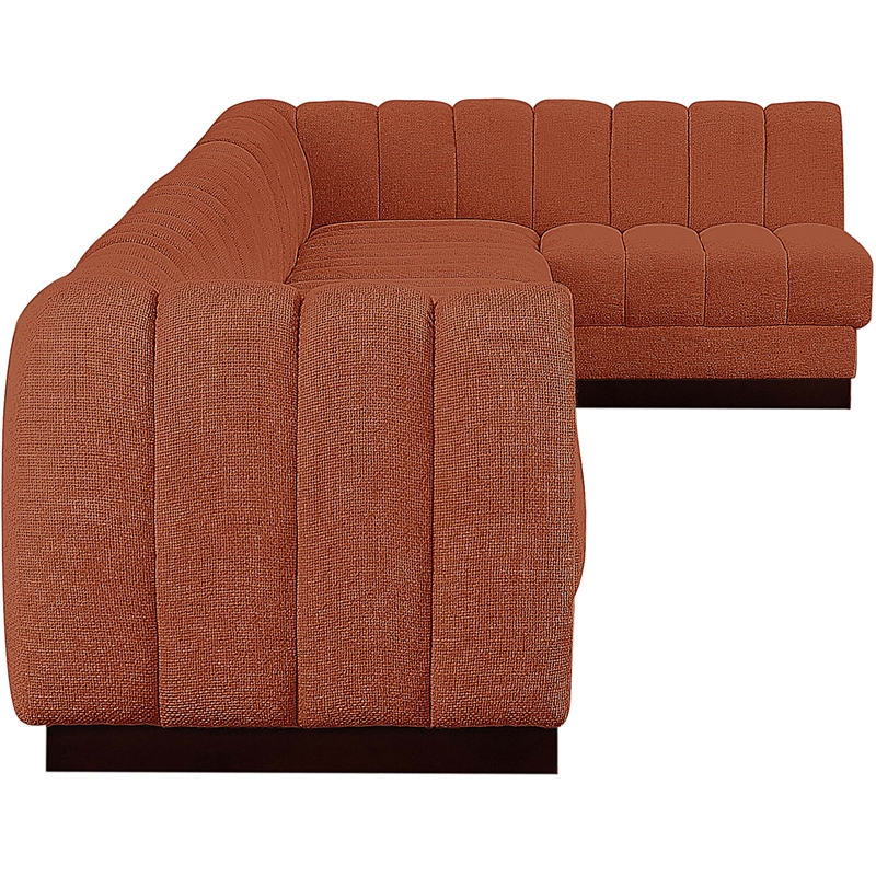 Pemberly Row 7-Piece L-Shaped Contemporary Fabric Modular Sectional in Orange