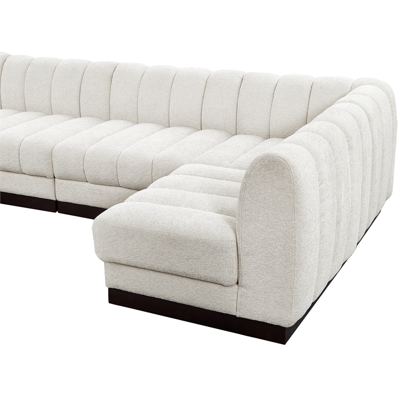 Pemberly Row 7-Piece L-Shaped Contemporary Fabric Modular Sectional in Cream