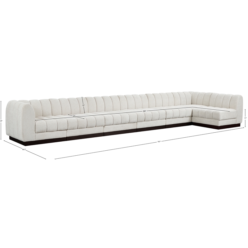 Pemberly Row 7-Piece L-Shaped Contemporary Fabric Modular Sectional in Cream