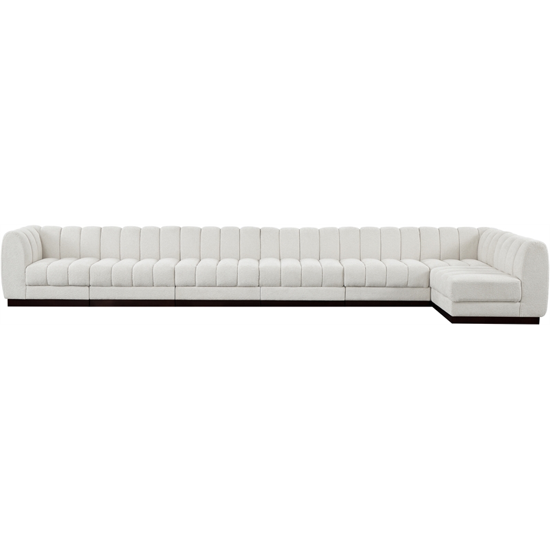 Pemberly Row 7-Piece L-Shaped Contemporary Fabric Modular Sectional in Cream