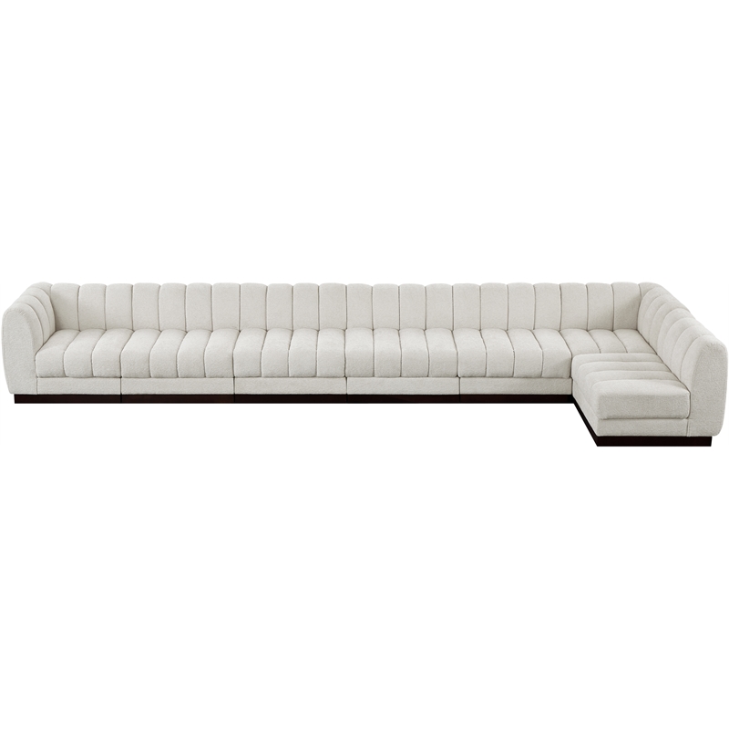 Pemberly Row 7-Piece L-Shaped Contemporary Fabric Modular Sectional in Cream