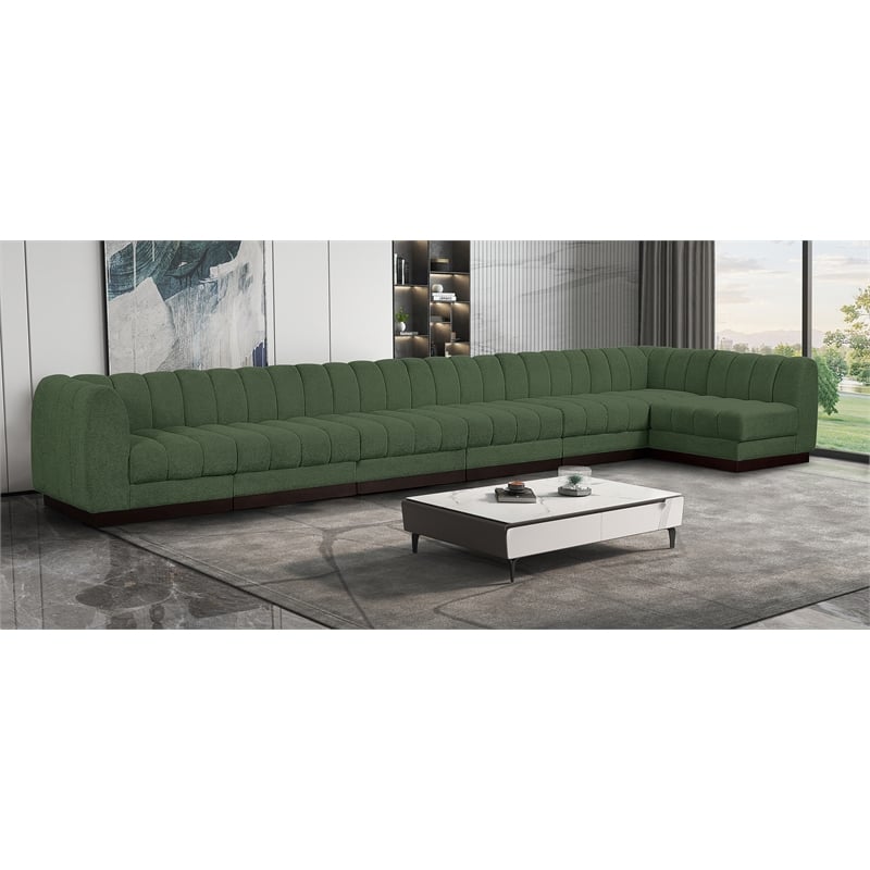 Pemberly Row 7-Piece L-Shaped Contemporary Fabric Modular Sectional in Green