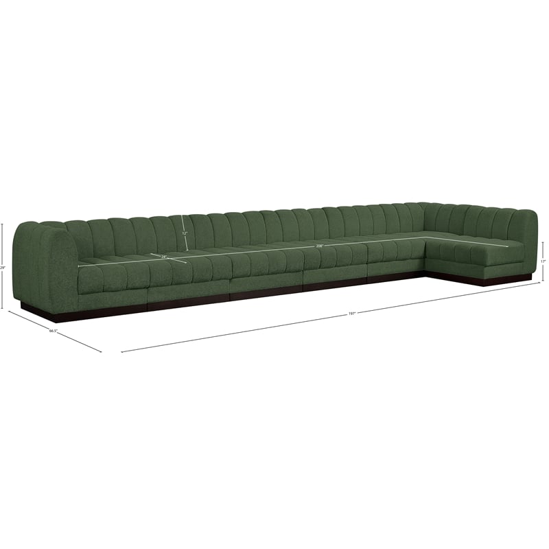 Pemberly Row 7-Piece L-Shaped Contemporary Fabric Modular Sectional in Green
