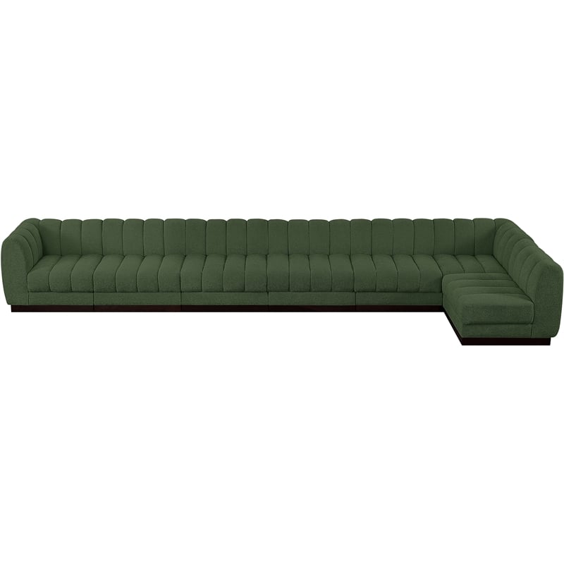 Pemberly Row 7-Piece L-Shaped Contemporary Fabric Modular Sectional in Green