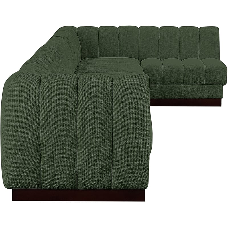 Pemberly Row 7-Piece L-Shaped Contemporary Fabric Modular Sectional in Green