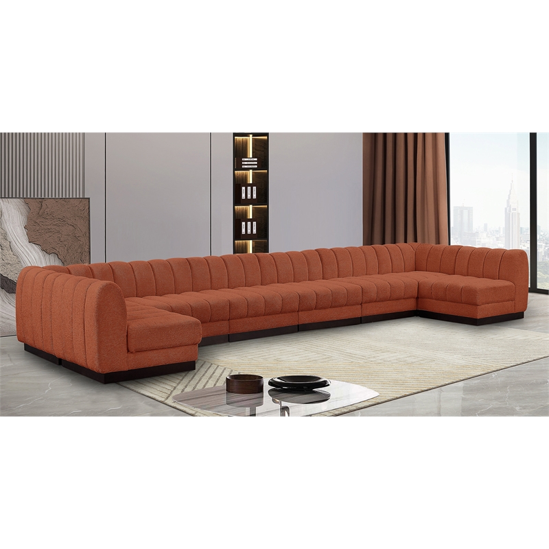 Pemberly Row 8-Piece U-Shaped Contemporary Fabric Modular Sectional in Orange
