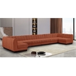 Pemberly Row 8-Piece U-Shaped Contemporary Fabric Modular Sectional in Orange