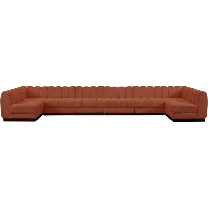 Pemberly Row 8-Piece U-Shaped Contemporary Fabric Modular Sectional in Orange
