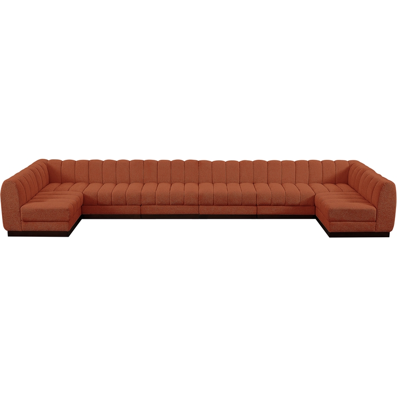 Pemberly Row 8-Piece U-Shaped Contemporary Fabric Modular Sectional in Orange