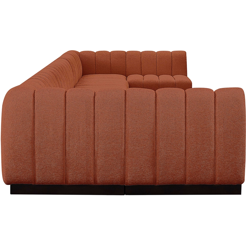 Pemberly Row 8-Piece U-Shaped Contemporary Fabric Modular Sectional in Orange