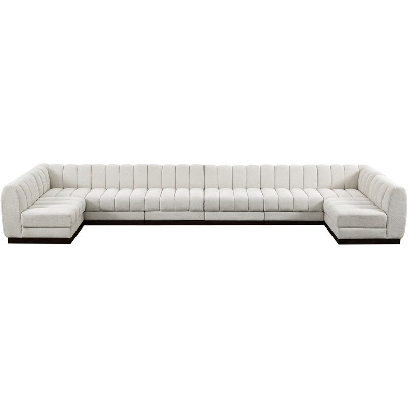 Pemberly Row 8-Piece U-Shaped Contemporary Fabric Modular Sectional in Cream