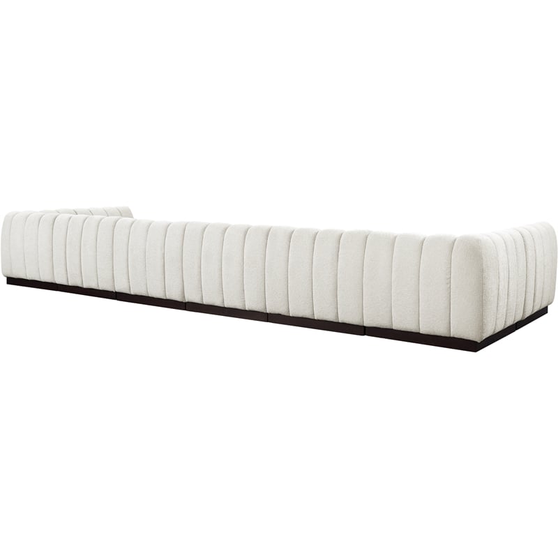 Pemberly Row 8-Piece U-Shaped Contemporary Fabric Modular Sectional in Cream