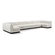 Pemberly Row 8-Piece U-Shaped Contemporary Fabric Modular Sectional in Cream