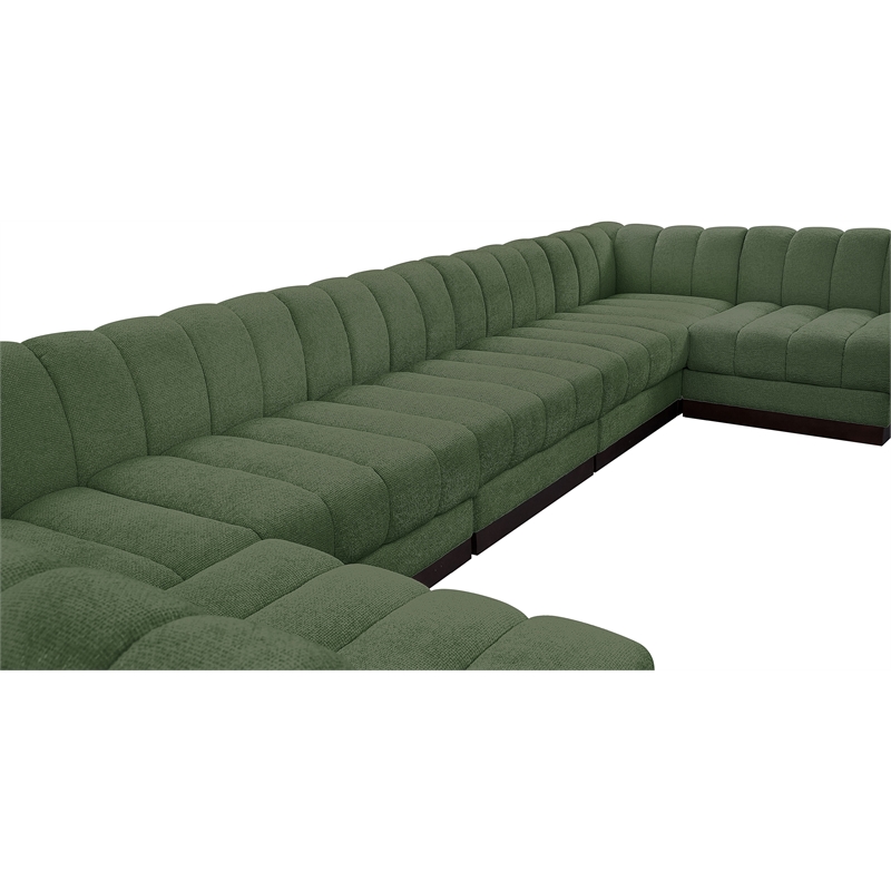 Pemberly Row 8-Piece U-Shaped Contemporary Fabric Modular Sectional in Green