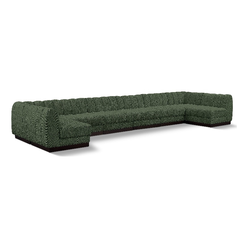 Pemberly Row 8-Piece U-Shaped Contemporary Fabric Modular Sectional in Green