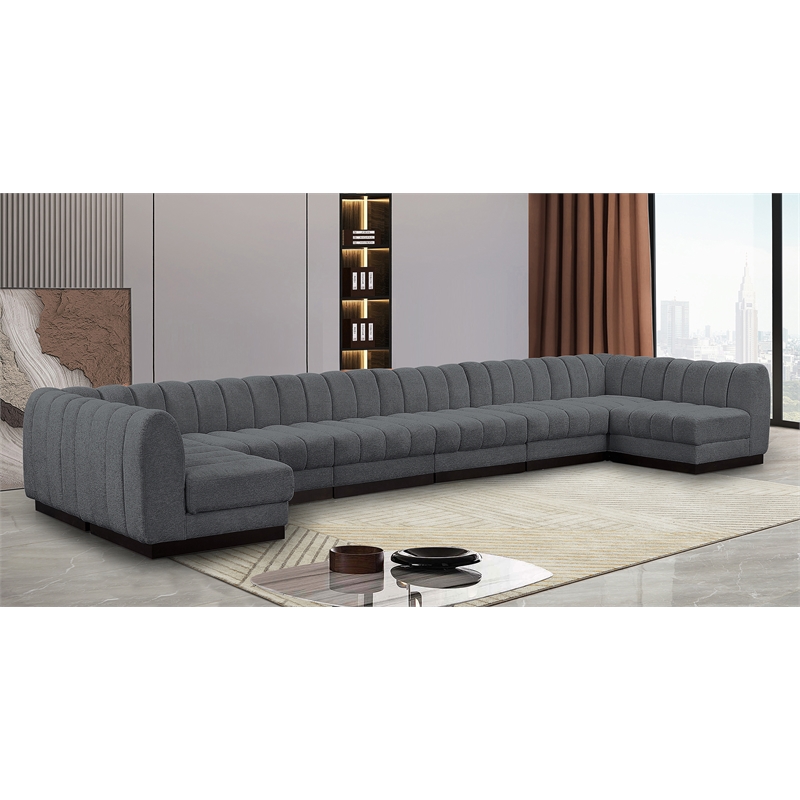 Pemberly Row 8-Piece U-Shaped Contemporary Fabric Modular Sectional in Dark Gray