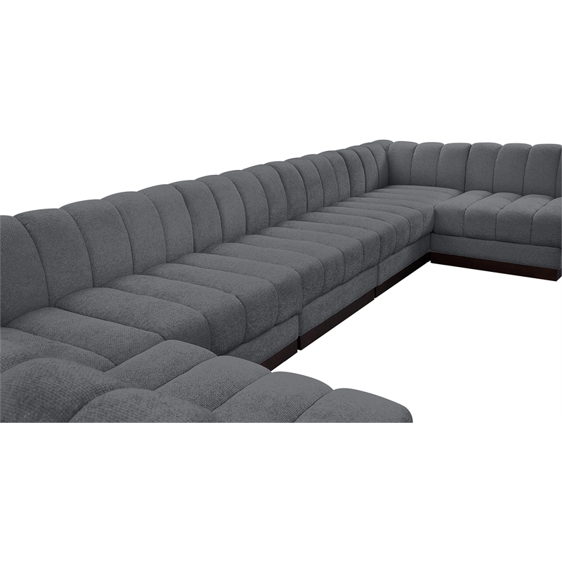 Pemberly Row 8-Piece U-Shaped Contemporary Fabric Modular Sectional in Dark Gray
