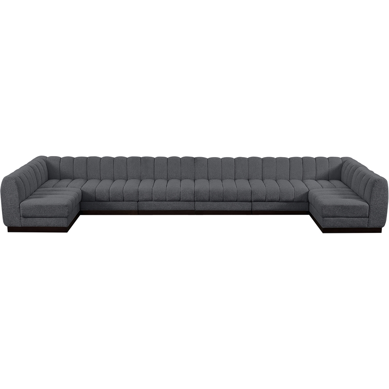 Pemberly Row 8-Piece U-Shaped Contemporary Fabric Modular Sectional in Dark Gray