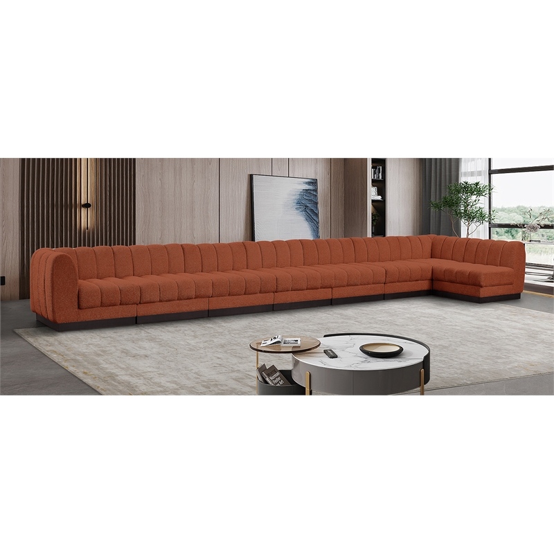 Pemberly Row 8-Piece L-Shaped Contemporary Fabric Modular Sectional in Orange