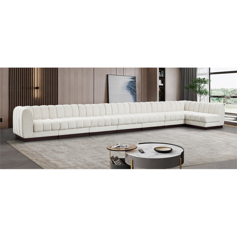 Pemberly Row 8-Piece L-Shaped Contemporary Fabric Modular Sectional in Cream