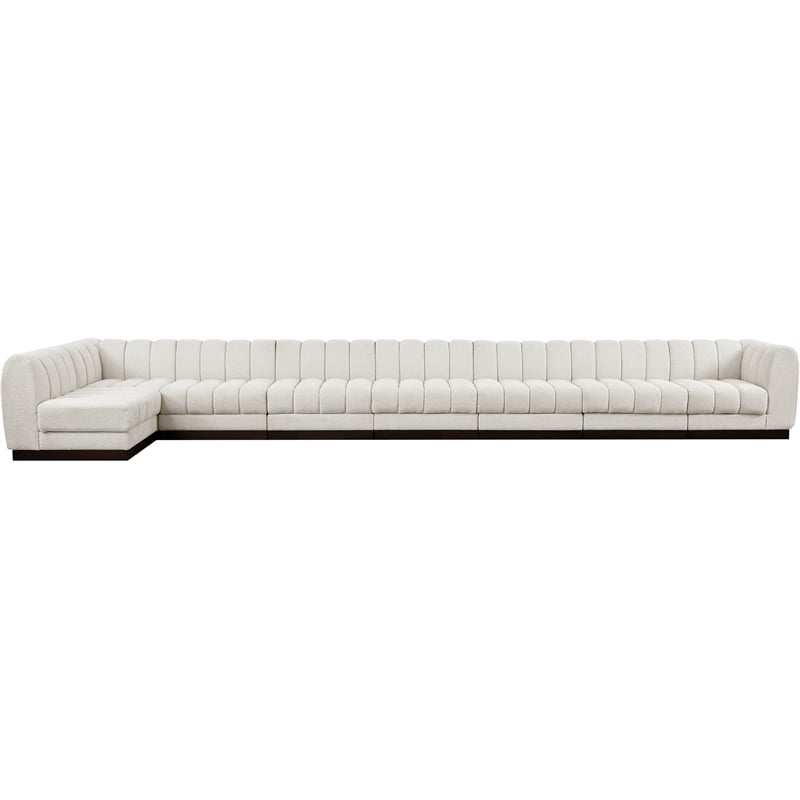Pemberly Row 8-Piece L-Shaped Contemporary Fabric Modular Sectional in Cream