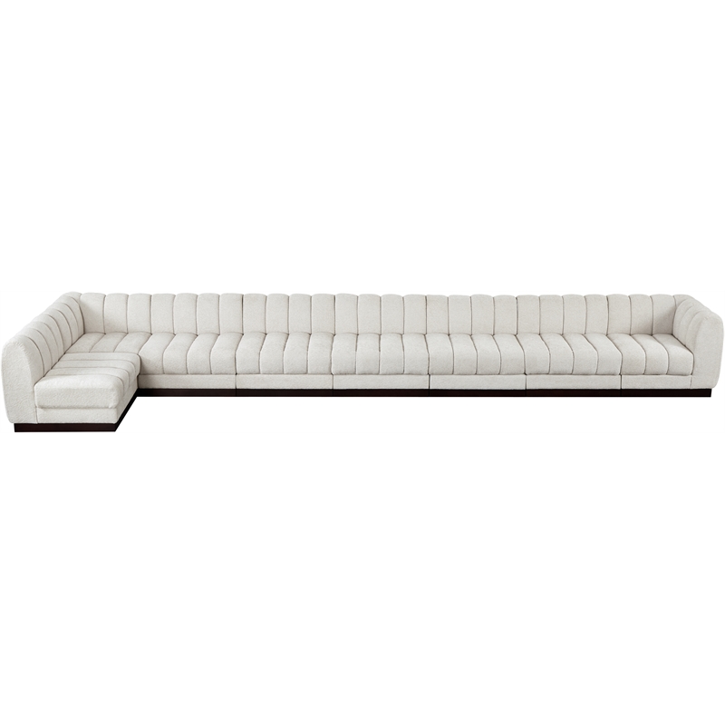 Pemberly Row 8-Piece L-Shaped Contemporary Fabric Modular Sectional in Cream