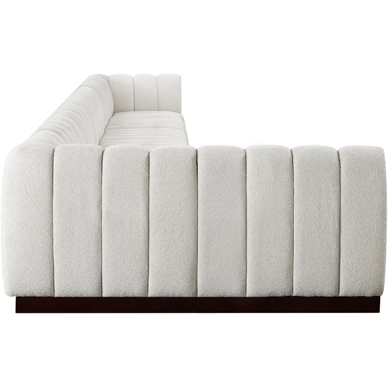 Pemberly Row 8-Piece L-Shaped Contemporary Fabric Modular Sectional in Cream