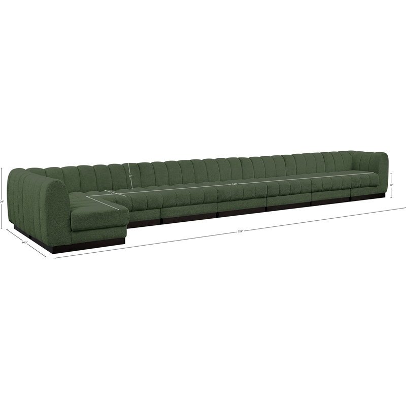 Pemberly Row 8-Piece L-Shaped Contemporary Fabric Modular Sectional in Green