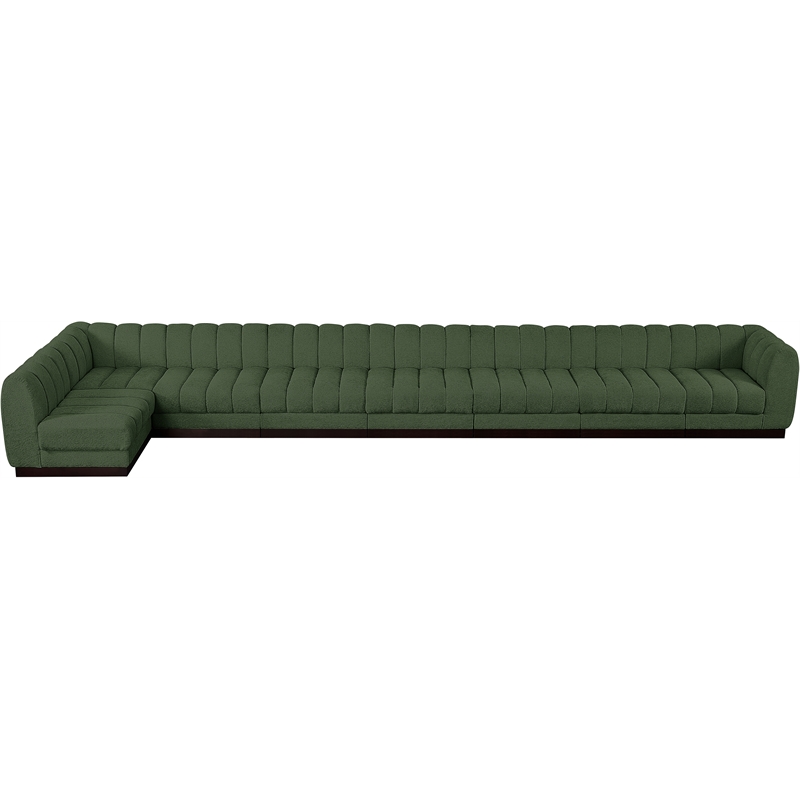 Pemberly Row 8-Piece L-Shaped Contemporary Fabric Modular Sectional in Green