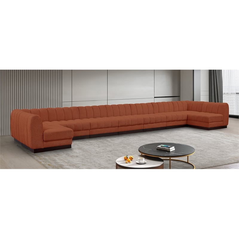 Pemberly Row 9-Piece U-Shaped Contemporary Fabric Modular Sectional in Orange