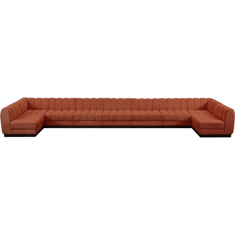 Pemberly Row 9-Piece U-Shaped Contemporary Fabric Modular Sectional in Orange