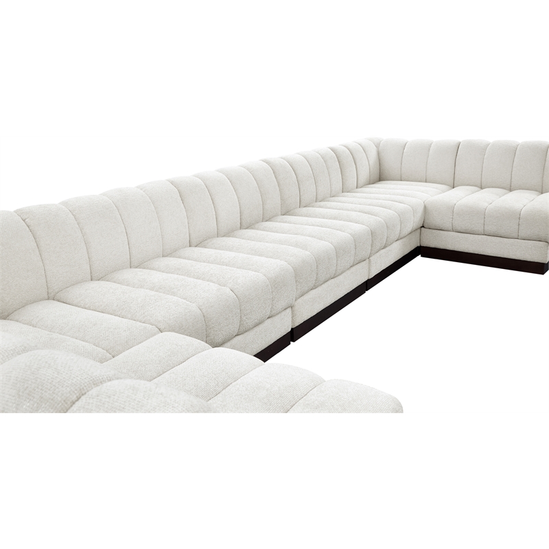 Pemberly Row 9-Piece U-Shaped Contemporary Fabric Modular Sectional in Cream