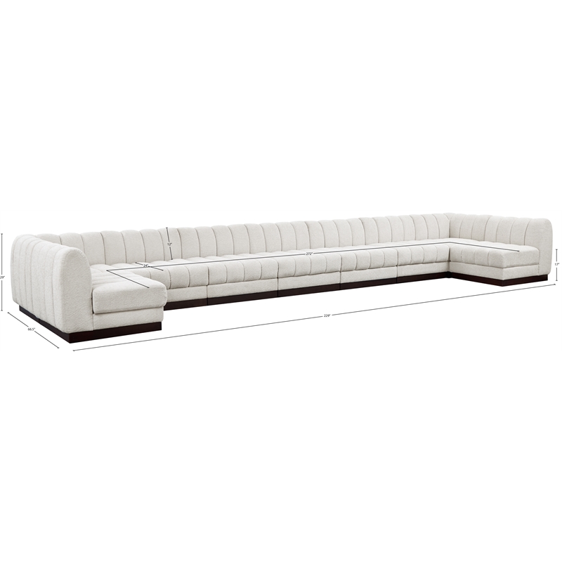 Pemberly Row 9-Piece U-Shaped Contemporary Fabric Modular Sectional in Cream