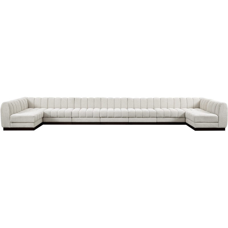 Pemberly Row 9-Piece U-Shaped Contemporary Fabric Modular Sectional in Cream