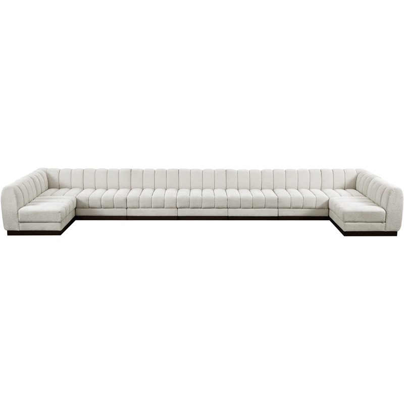 Pemberly Row 9-Piece U-Shaped Contemporary Fabric Modular Sectional in Cream
